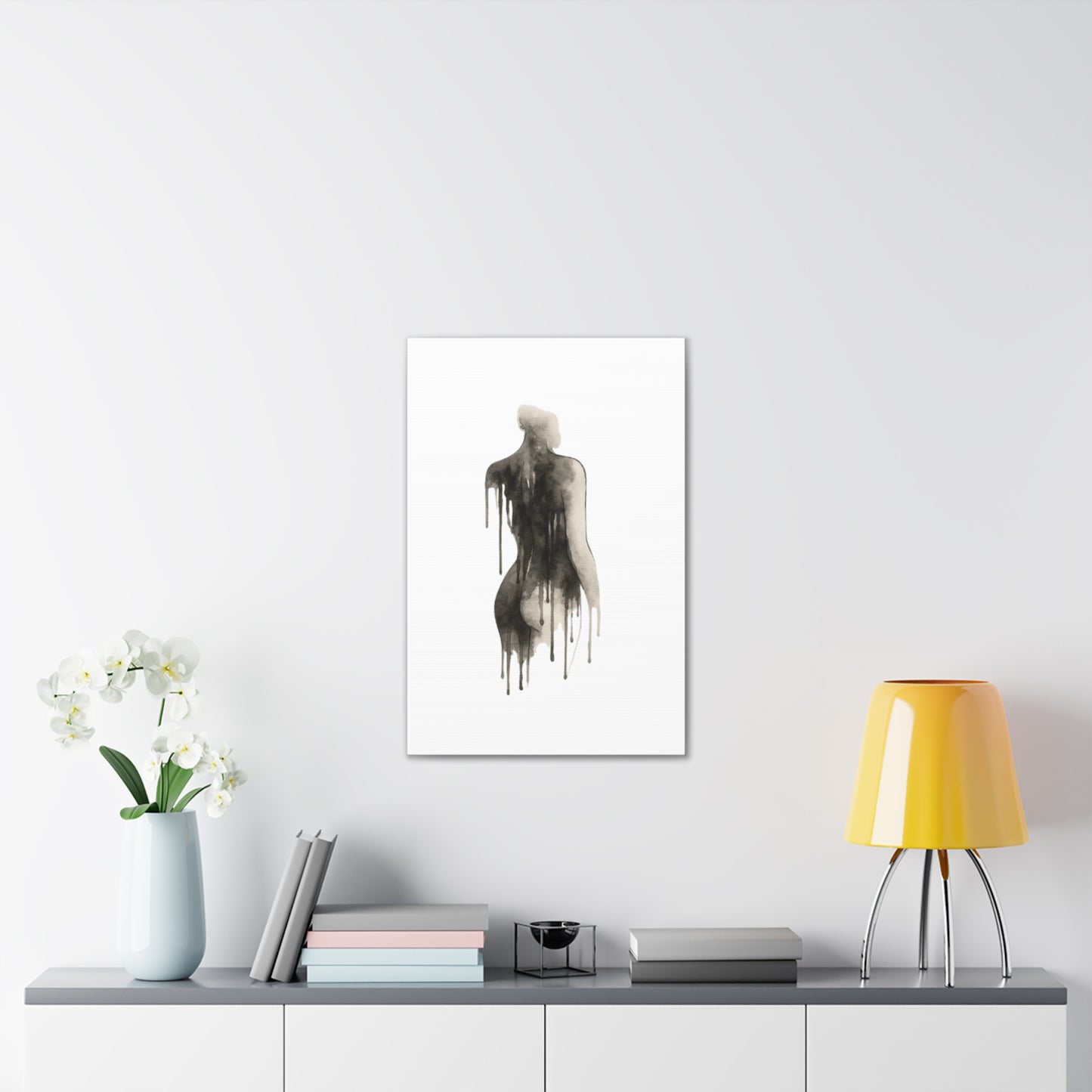 Abstract Divine Feminine Canvas Art Print - Elegant Dripped Figure Design