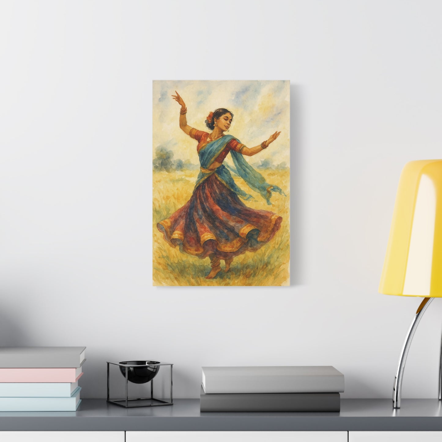 Dancing Woman Art Canvas, Boho Home Decor, Ethnic Wall Art, Gifts for Dance Lovers, Unique Artwork for Festivals, Indian Culture Decor