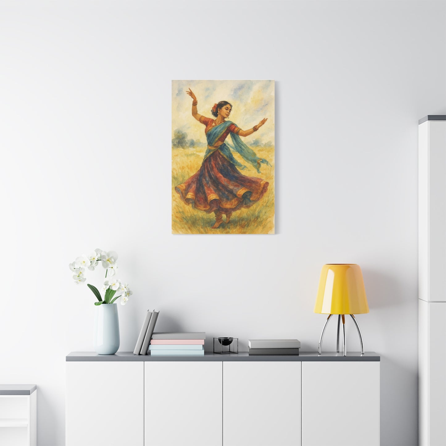 Dancing Woman Art Canvas, Boho Home Decor, Ethnic Wall Art, Gifts for Dance Lovers, Unique Artwork for Festivals, Indian Culture Decor