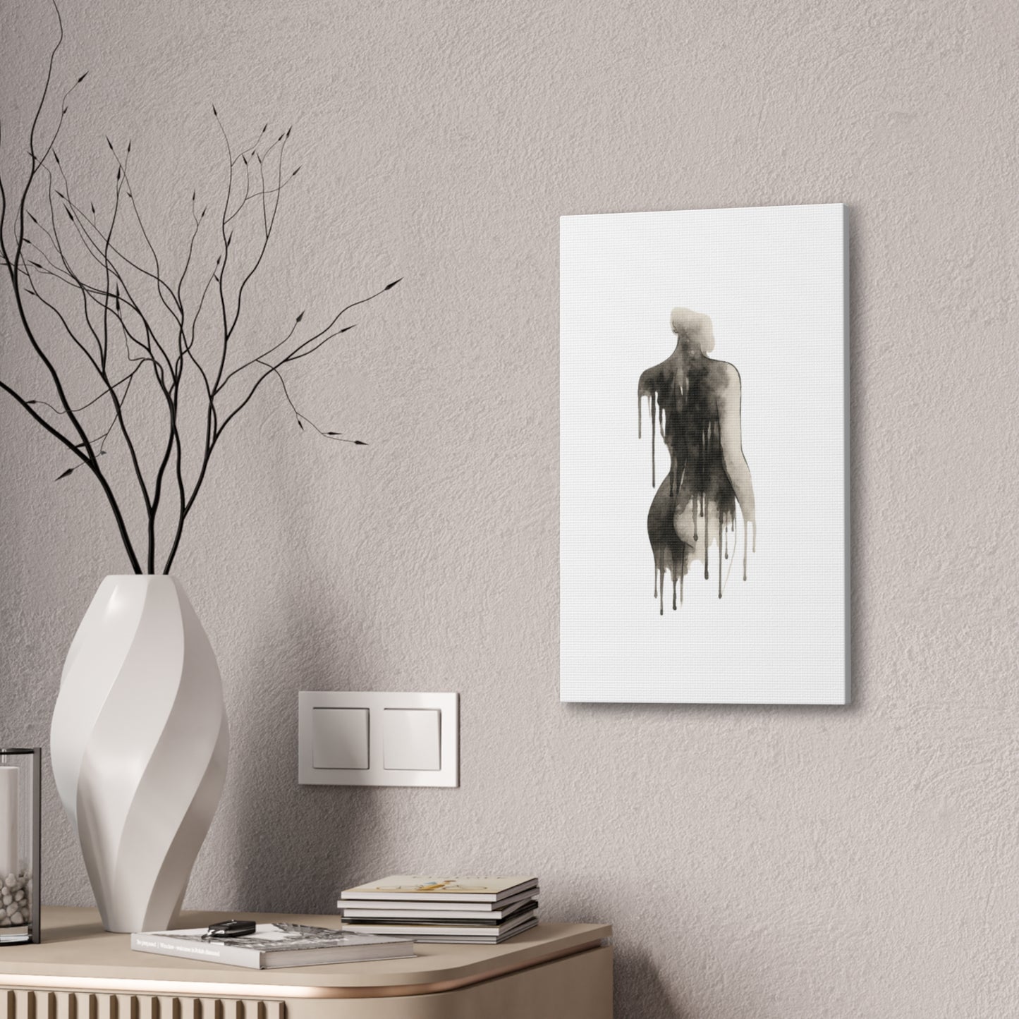 Abstract Divine Feminine Canvas Art Print - Elegant Dripped Figure Design