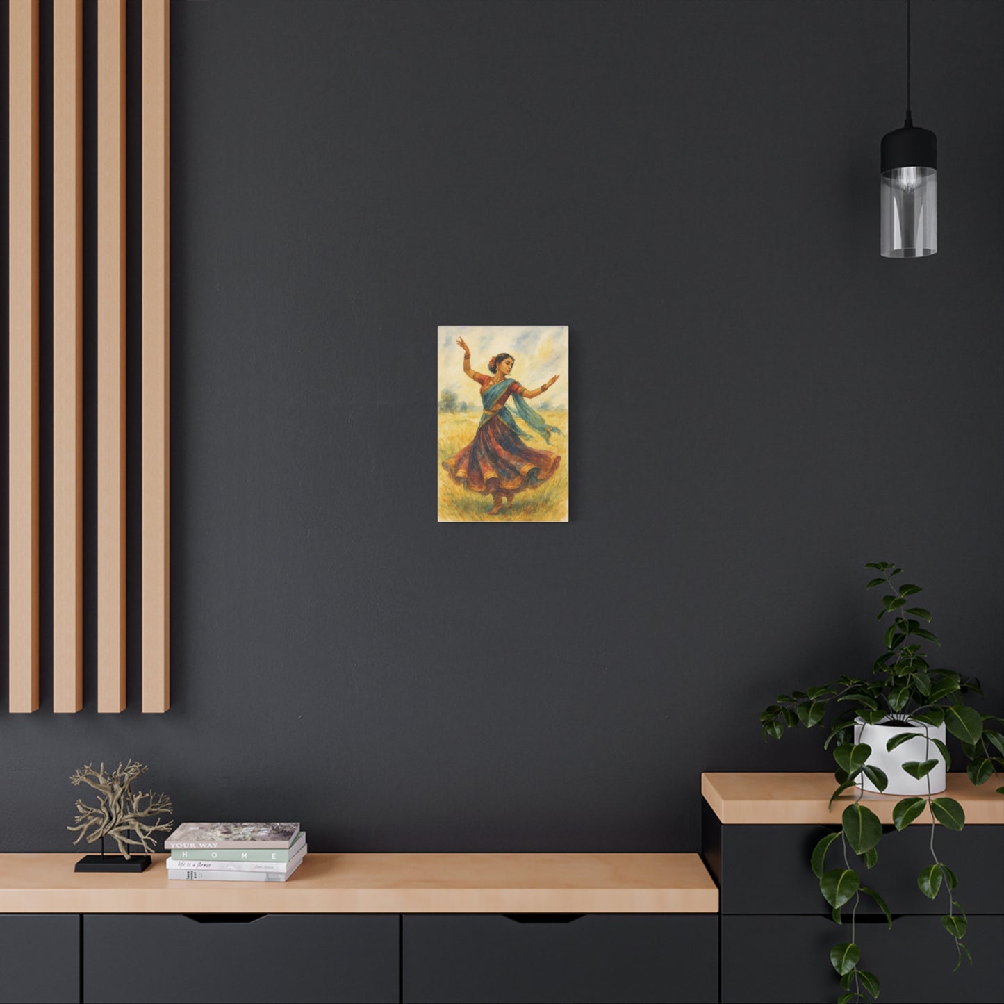 Dancing Woman Art Canvas, Boho Home Decor, Ethnic Wall Art, Gifts for Dance Lovers, Unique Artwork for Festivals, Indian Culture Decor