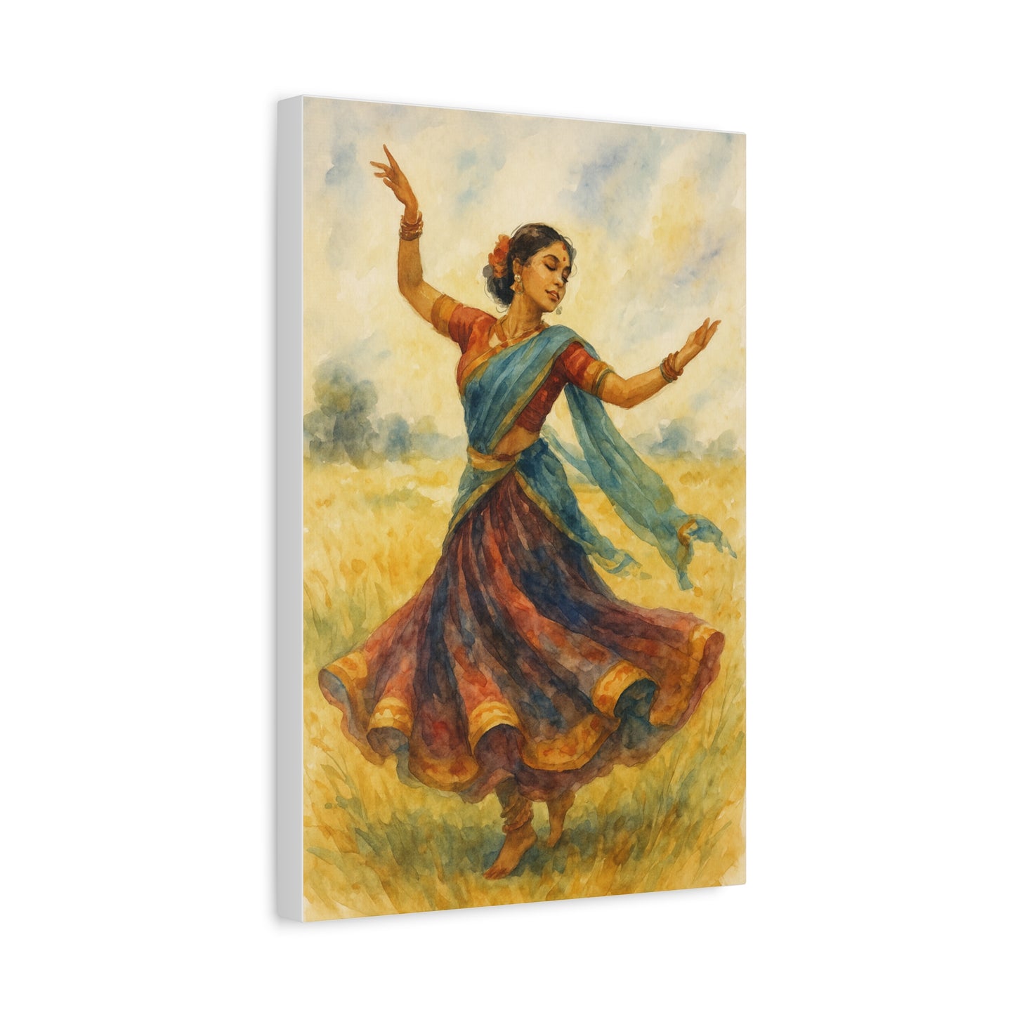 Dancing Woman Art Canvas, Boho Home Decor, Ethnic Wall Art, Gifts for Dance Lovers, Unique Artwork for Festivals, Indian Culture Decor