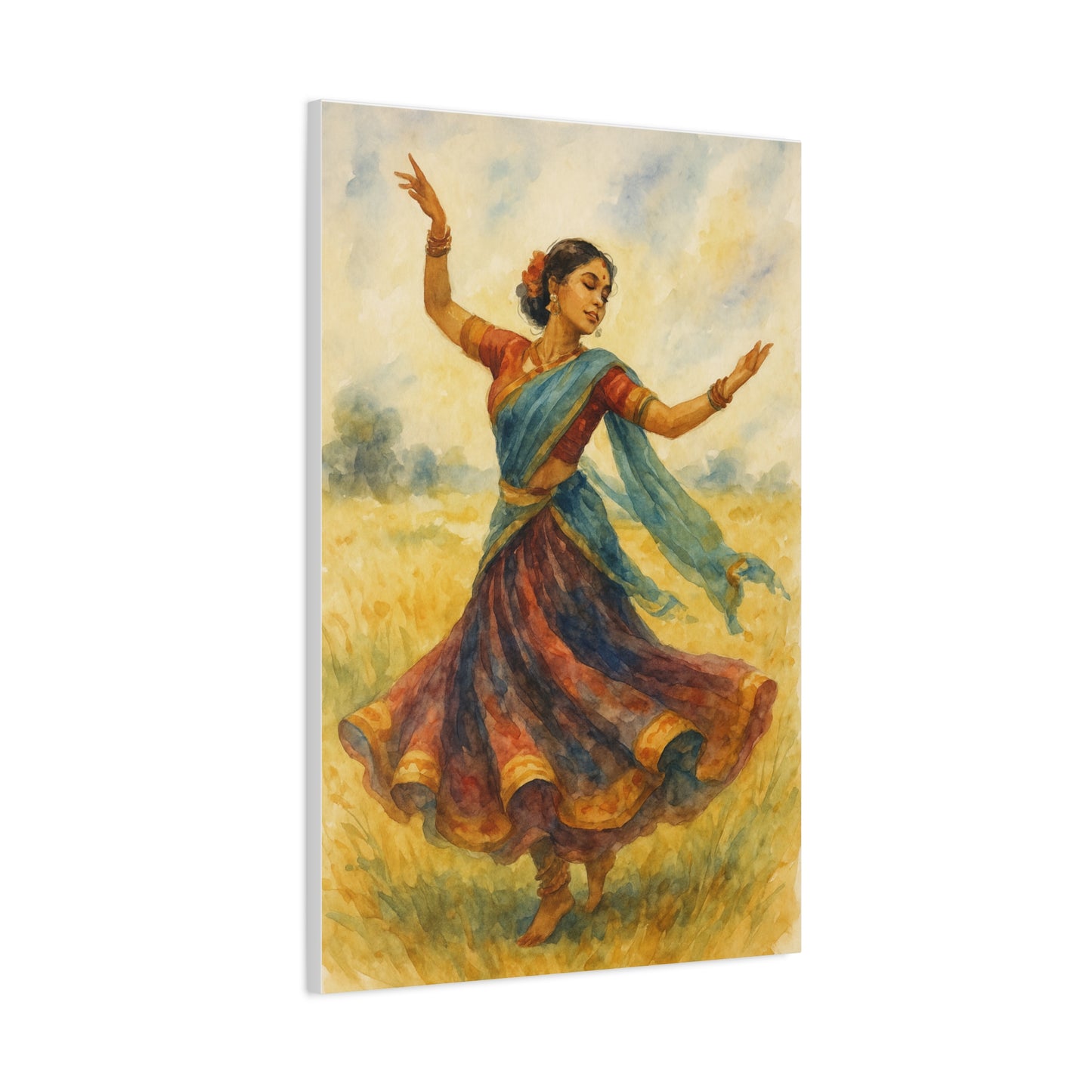 Dancing Woman Art Canvas, Boho Home Decor, Ethnic Wall Art, Gifts for Dance Lovers, Unique Artwork for Festivals, Indian Culture Decor