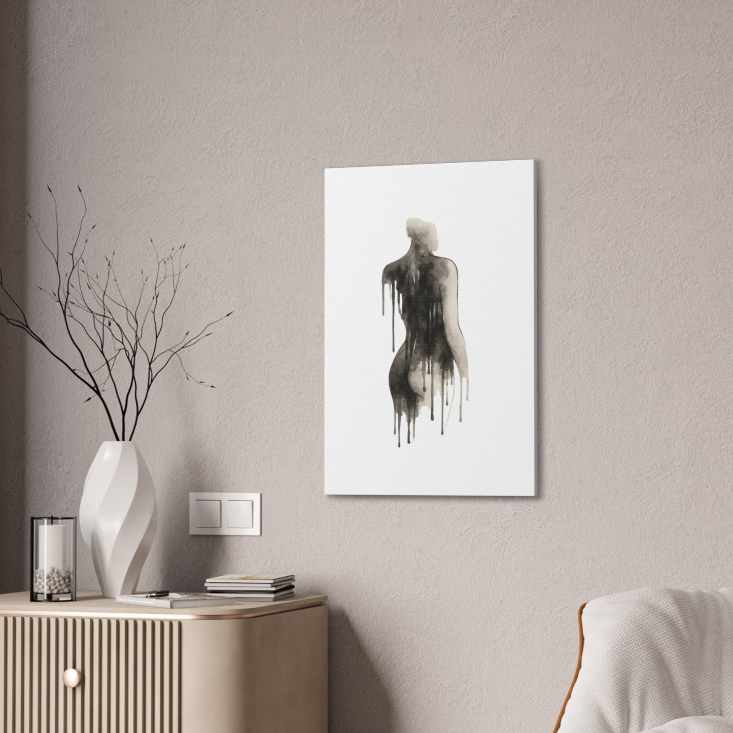 Abstract Divine Feminine Canvas Art Print - Elegant Dripped Figure Design