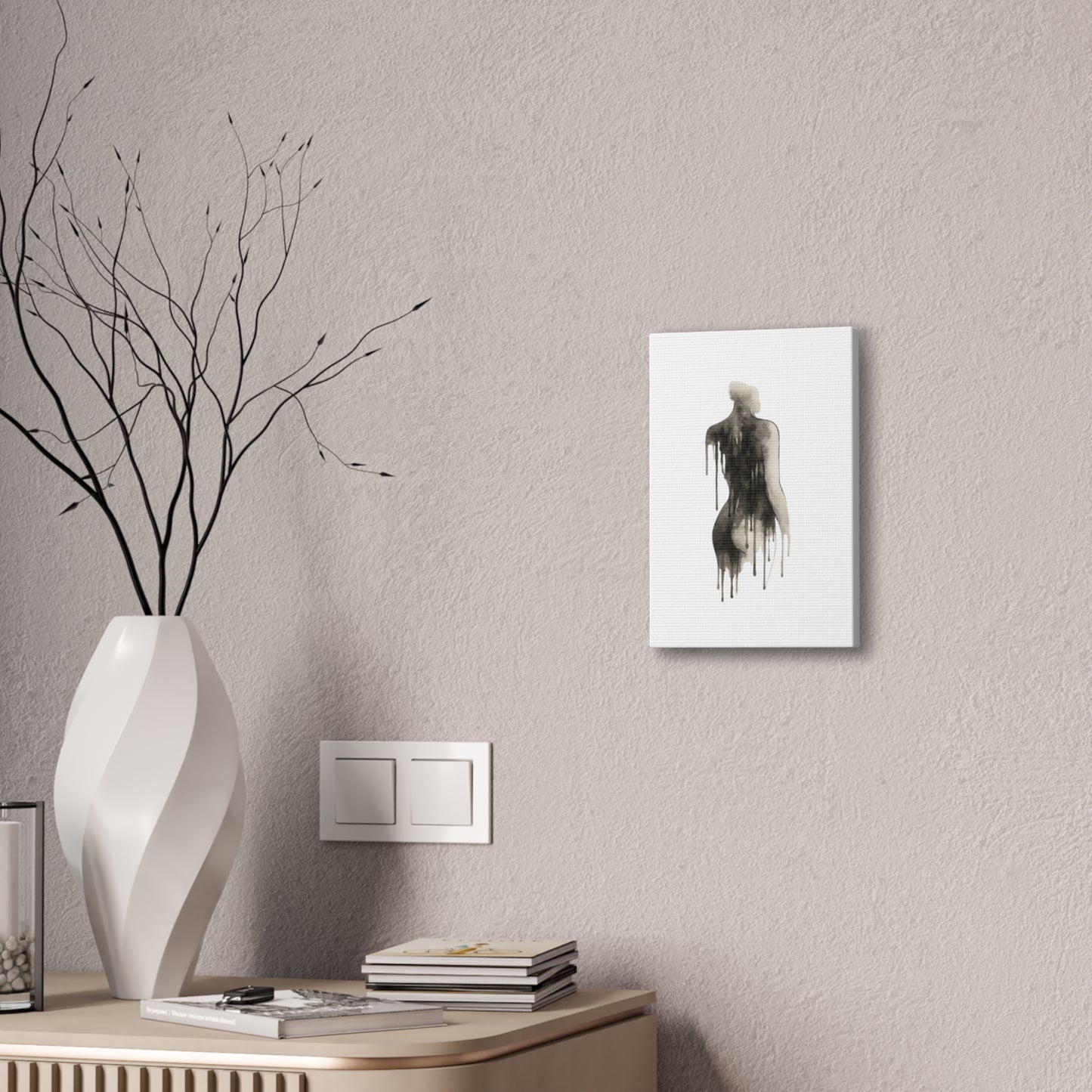 Abstract Divine Feminine Canvas Art Print - Elegant Dripped Figure Design